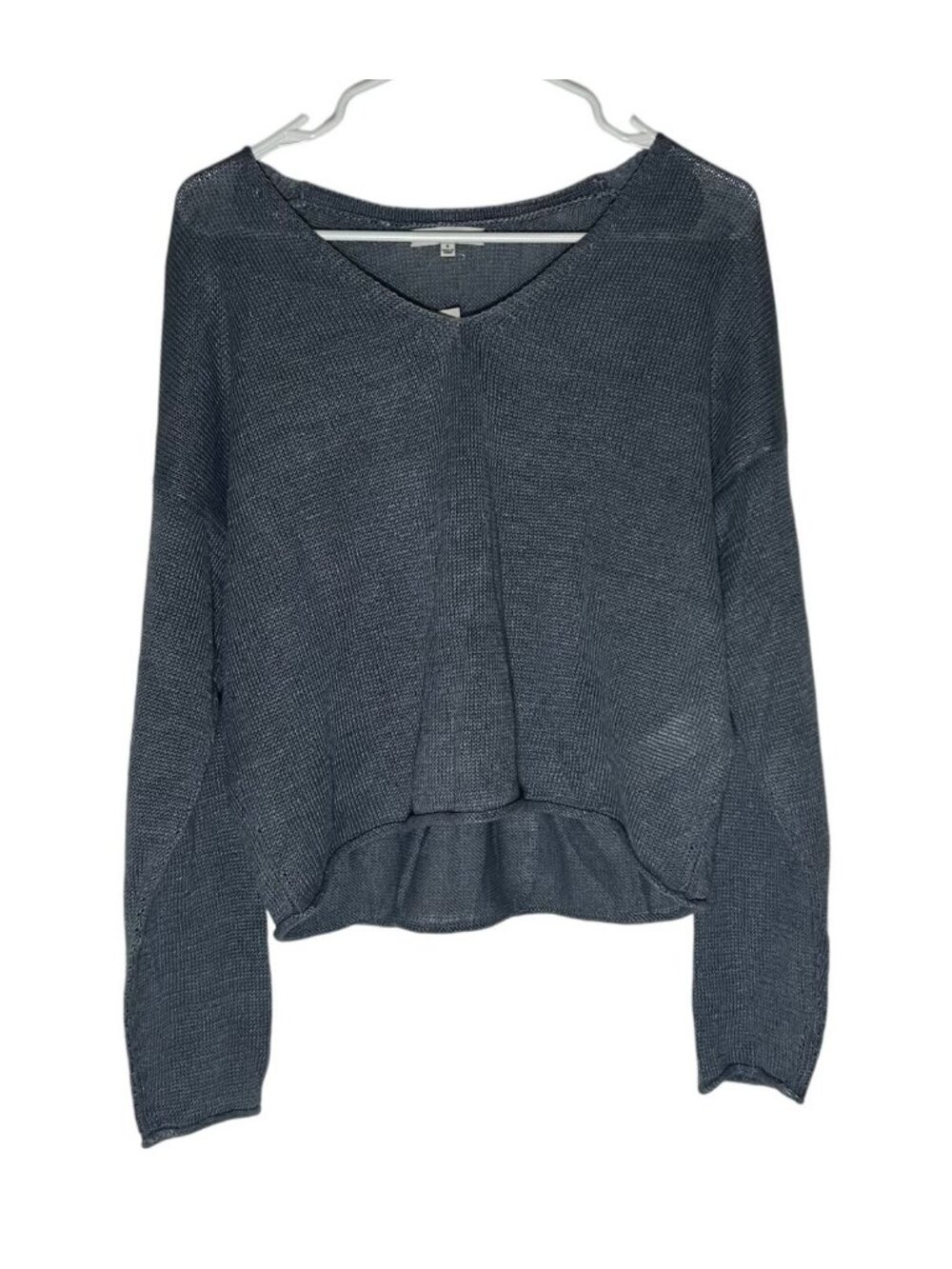 Madewell Linen V-Neck Sweater Blue Size Small NWT NV239